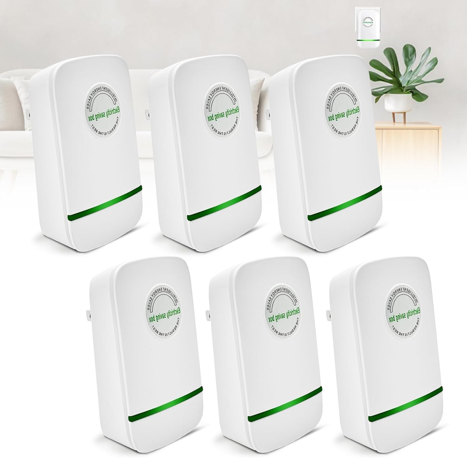 Energy Saving Device, Stopwatt Electricity Saving Device Save Electricity, Energy Power Saver, Stop Watt Electricity Saving Box with Us Plug 90v-250v 30kw, 6 Pack