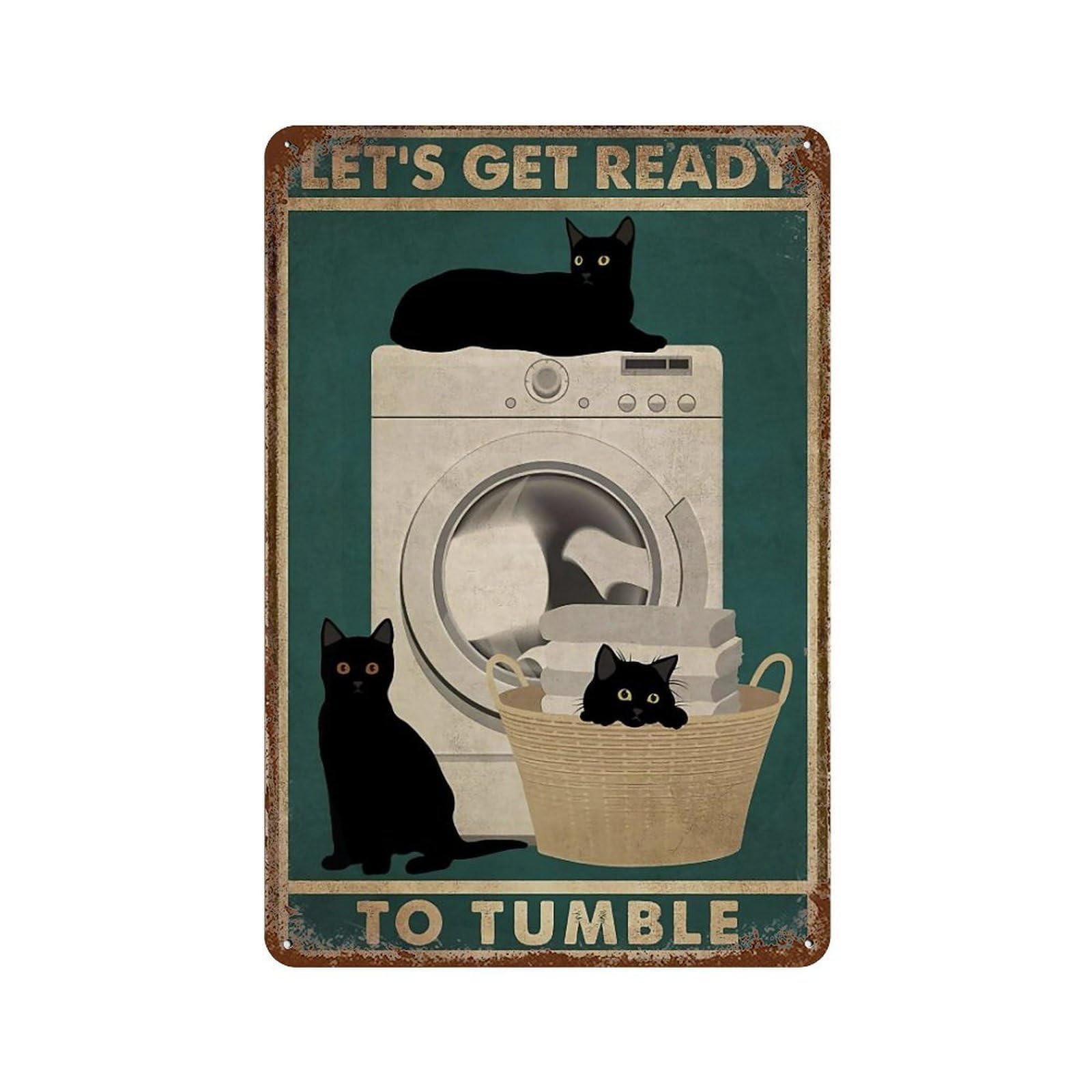 YHGERTKU Funny Retro Cat 3 Wall Art Retro Iron Vintage Metal Tin Sign Poster Modern Decor for Living Rooms Gift 30x20cm