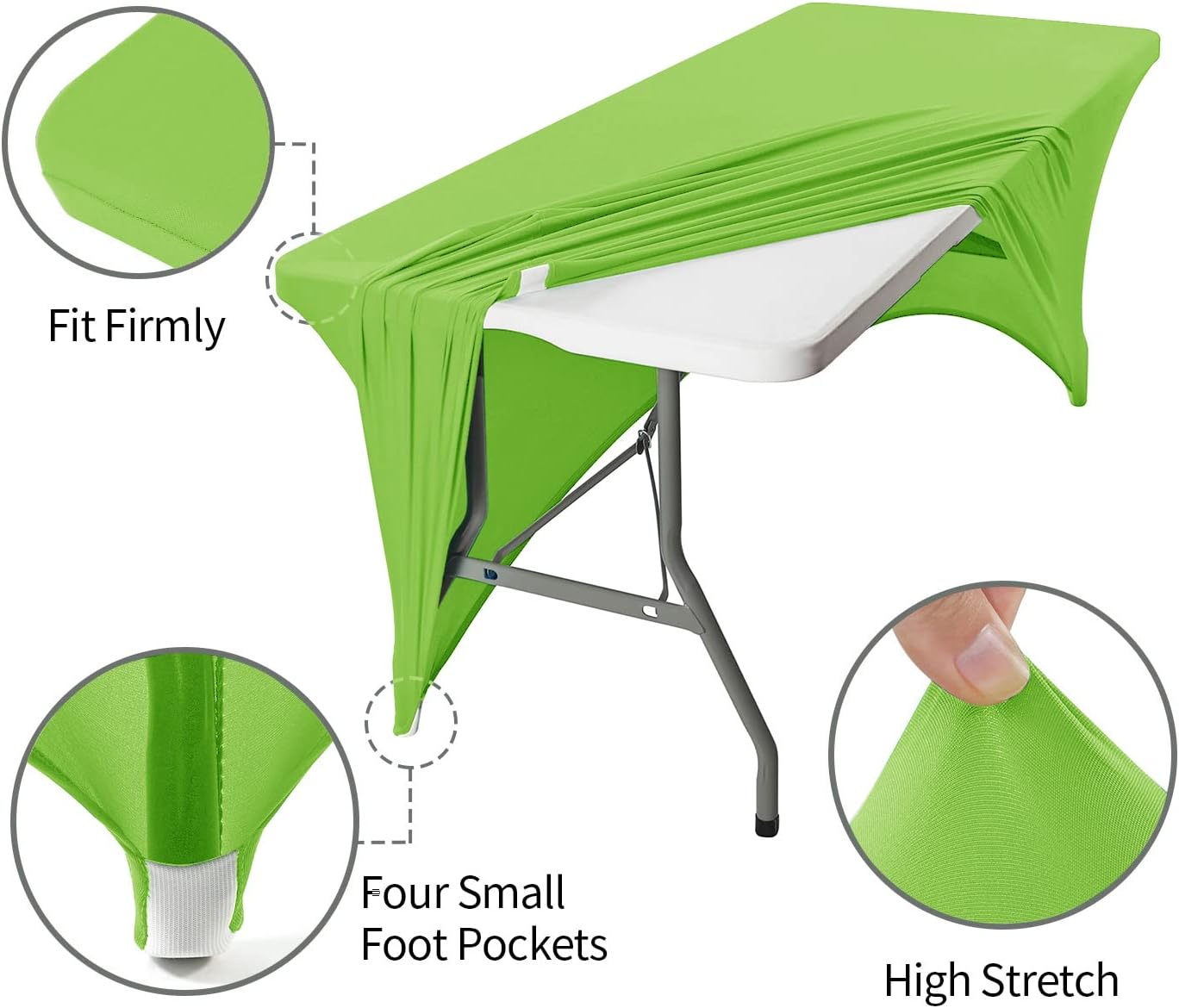 Peomeise 8FT Spandex Table Cover Rectangular Stretch Spandex Tablecloth (Apple Green,8FT)
