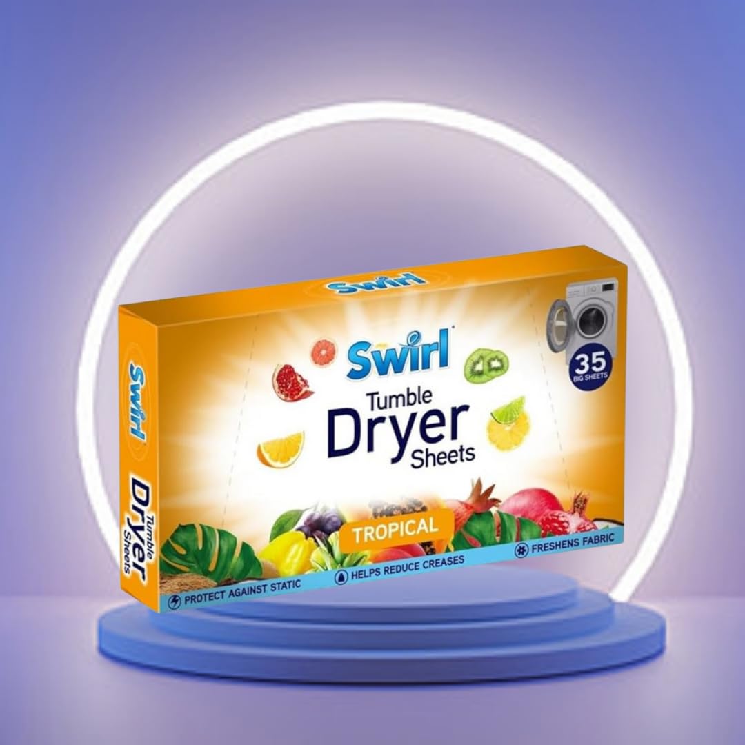 SOTL® Hojas para secadora de remolino tropical de larga duración que elimina la adherencia estática y suaviza la ropa en la secadora de lavandería, 35 hojas
