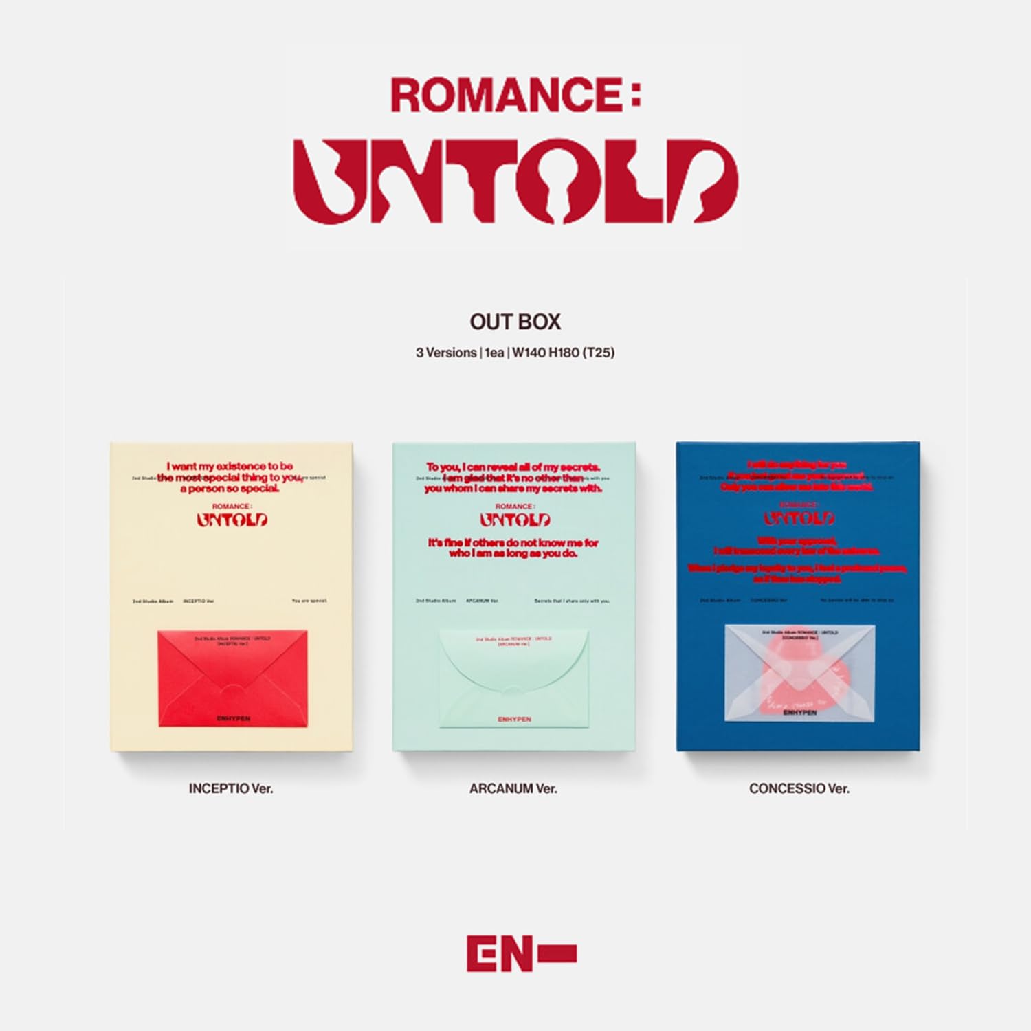 ENHYPEN - 2nd full album [ROMANCE : UNTOLD] (INCEPTIO Ver.) Photo Book + Paper Rings R + 2 Pin Badges + 4 Extra Photocards