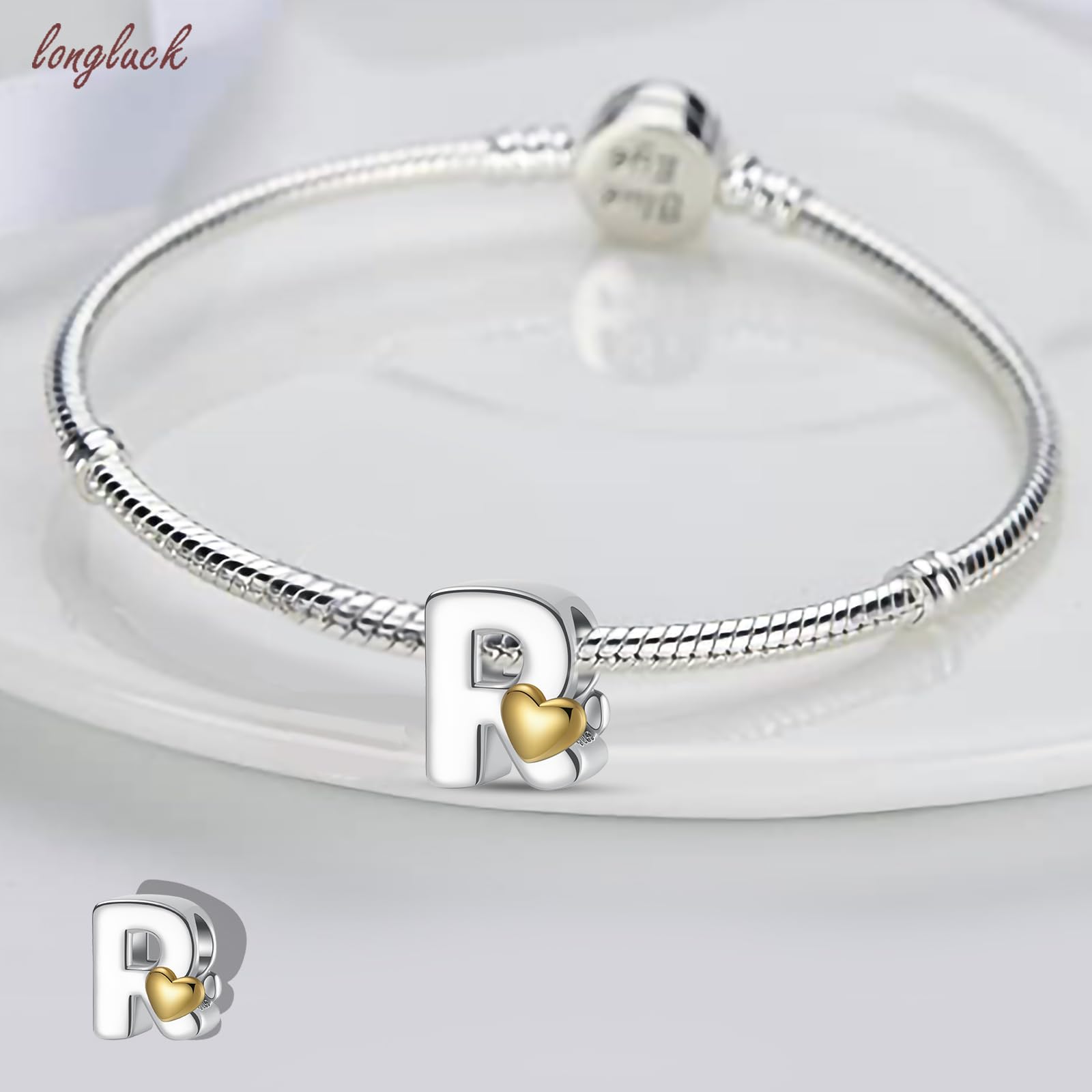 Complete A~Z alfabet charms z literami, solidne srebro wysokiej próby 925, pasuje do europejskich bransoletek, naszyjników, biżuterii, opcji na prezent