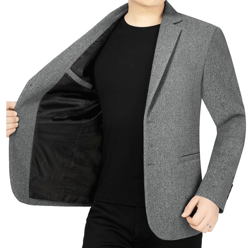 Men's Gray Casual Blazers Slim Fit Sport Coats Two Button Knit Textured Suit Jacket2