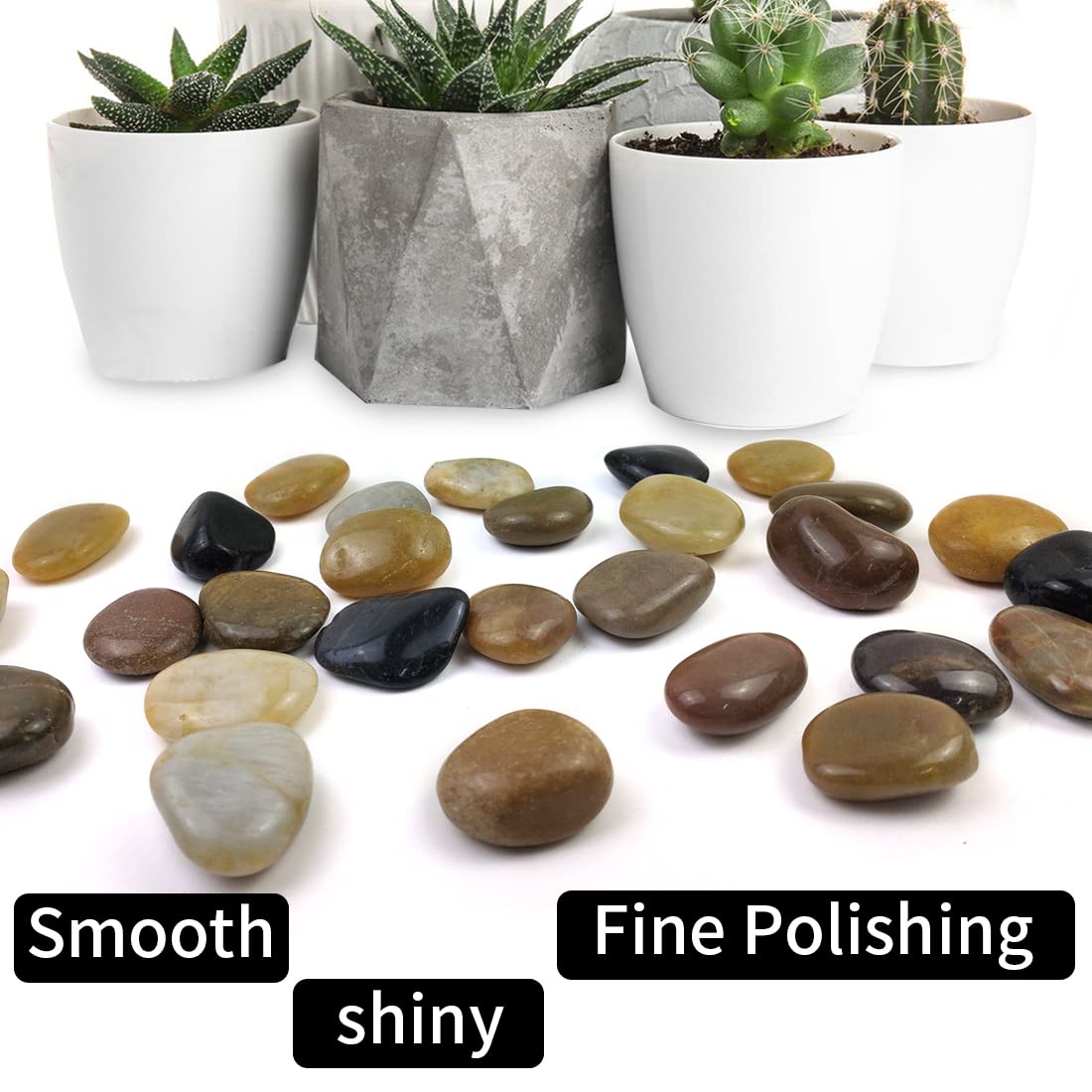 SHIZWU 0.9kg Mixed Polished Pebbles 20-40mm, Decorative Stones for Plant Pots Vases, Fish Tanks - Image 3