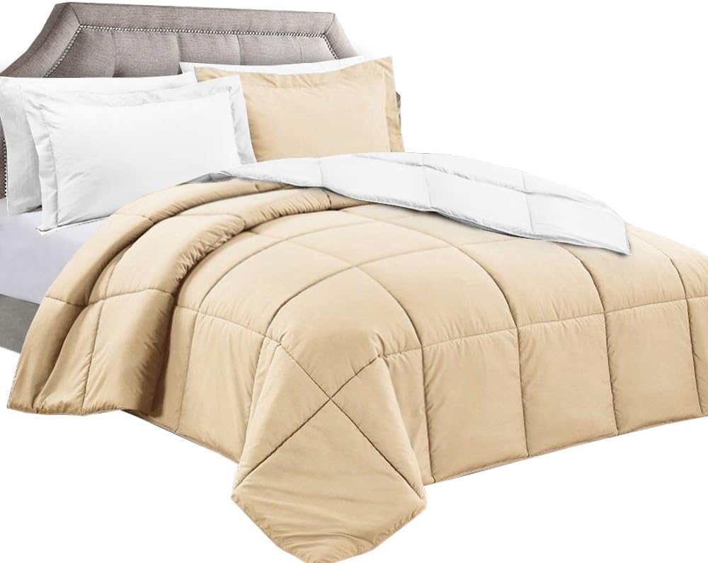 Clara Clark Luxury Down Alternative Comforter Set, All Season, Box Stitched, Duvet Insert, Queen Size, White