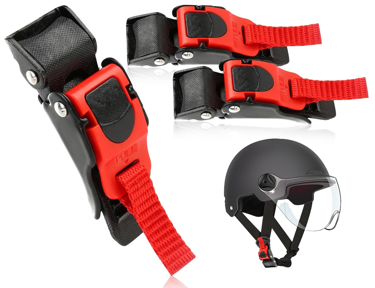 Lhbwhiz 2 Stück Motorrad Helm Release Schnallen,Universal Schnellverschluss Motorradhelm Ersatzteile,Helmschnalle mit Riemen,Fahrradhelm Verschluss,für MotorradHelm Fahrradhelm Sport & Freizeit
