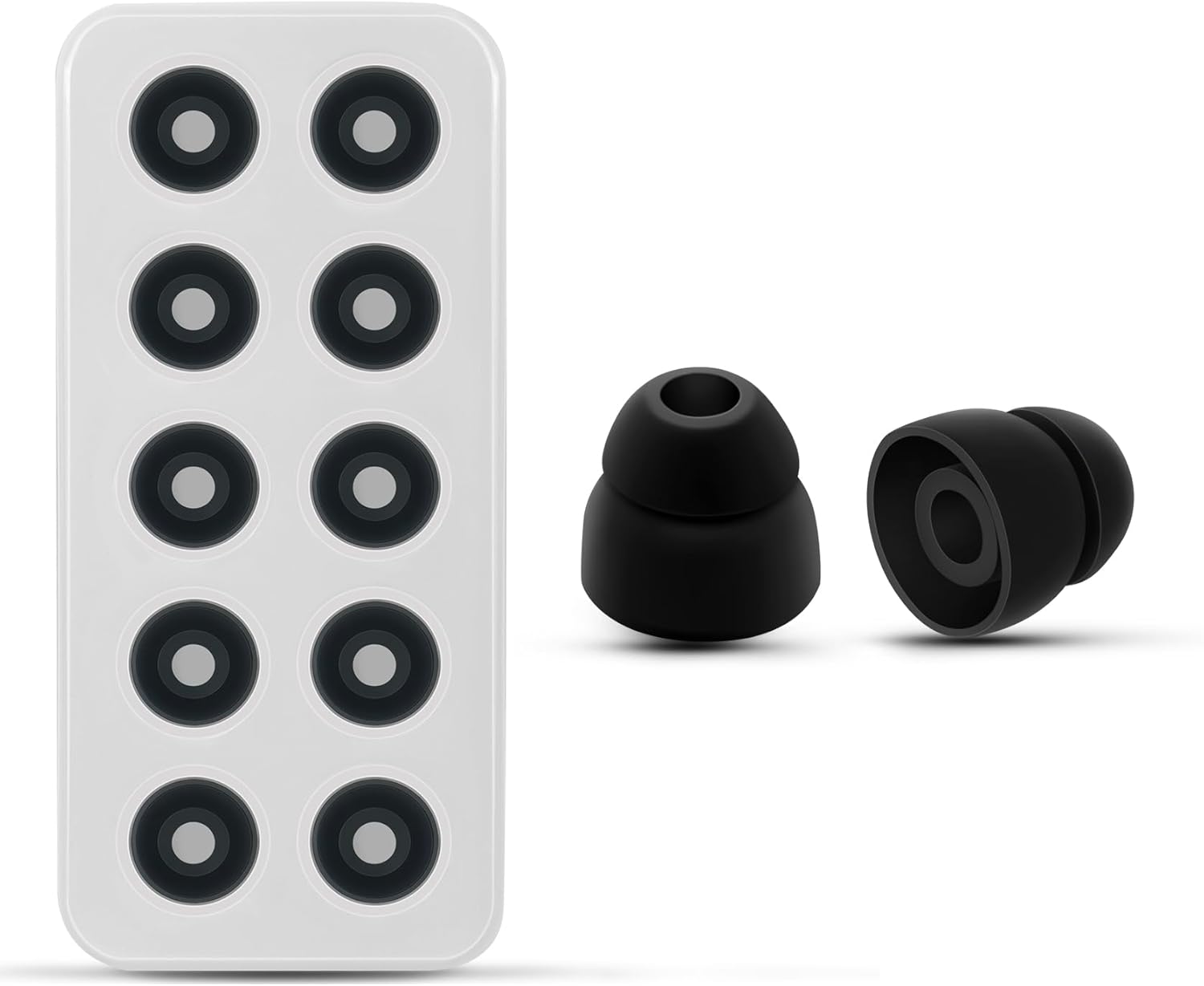 Simolio Headset Replacement Ear Tips, Silicone Earbuds Compatible with SIMOLIO 2.4GHz in Ear Wireless TV Headsets (Black, 5 Pairs)