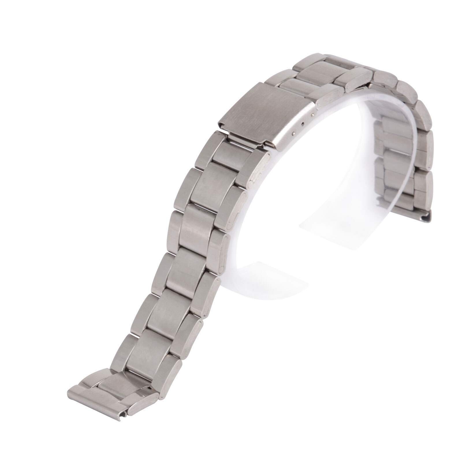Bracelet de montre en acier inoxydable argenté 16 mm pour hommes et femmes