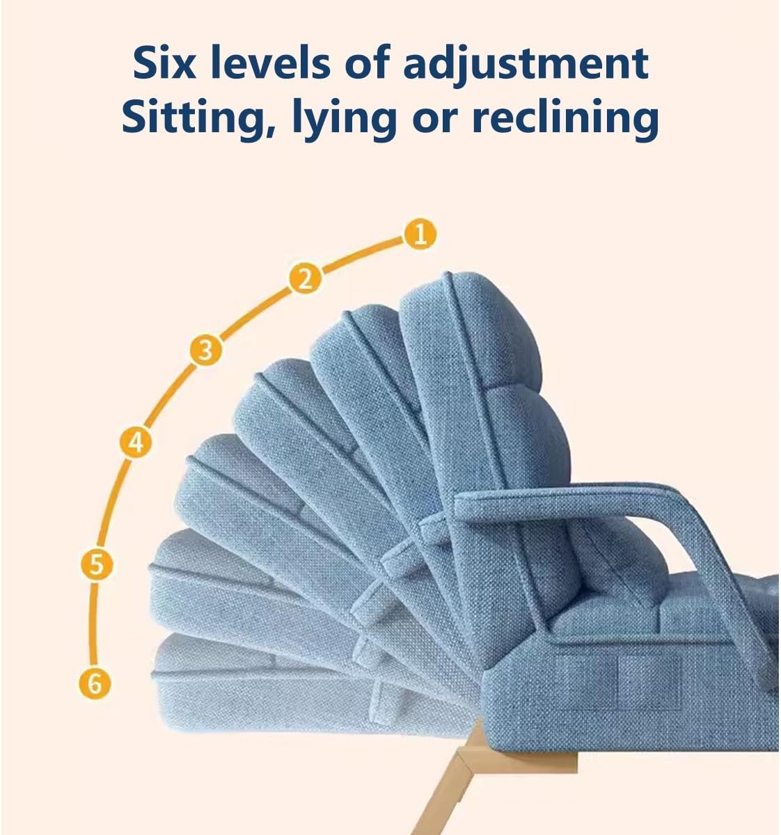 Generic Modern Armchair, Blue, Cotton Linen, Wood, Reclining, Adult, Indoor, Upholstered, Rectangular, Rounded Arm, Tapered Leg, Relaxing, Living Room Chair