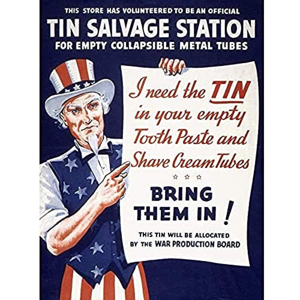 Fine Art Prints War WWII USA Uncle Sam Tin Salvage Metal Effort Advert Canvas Premium Wall Decor Poster Mural