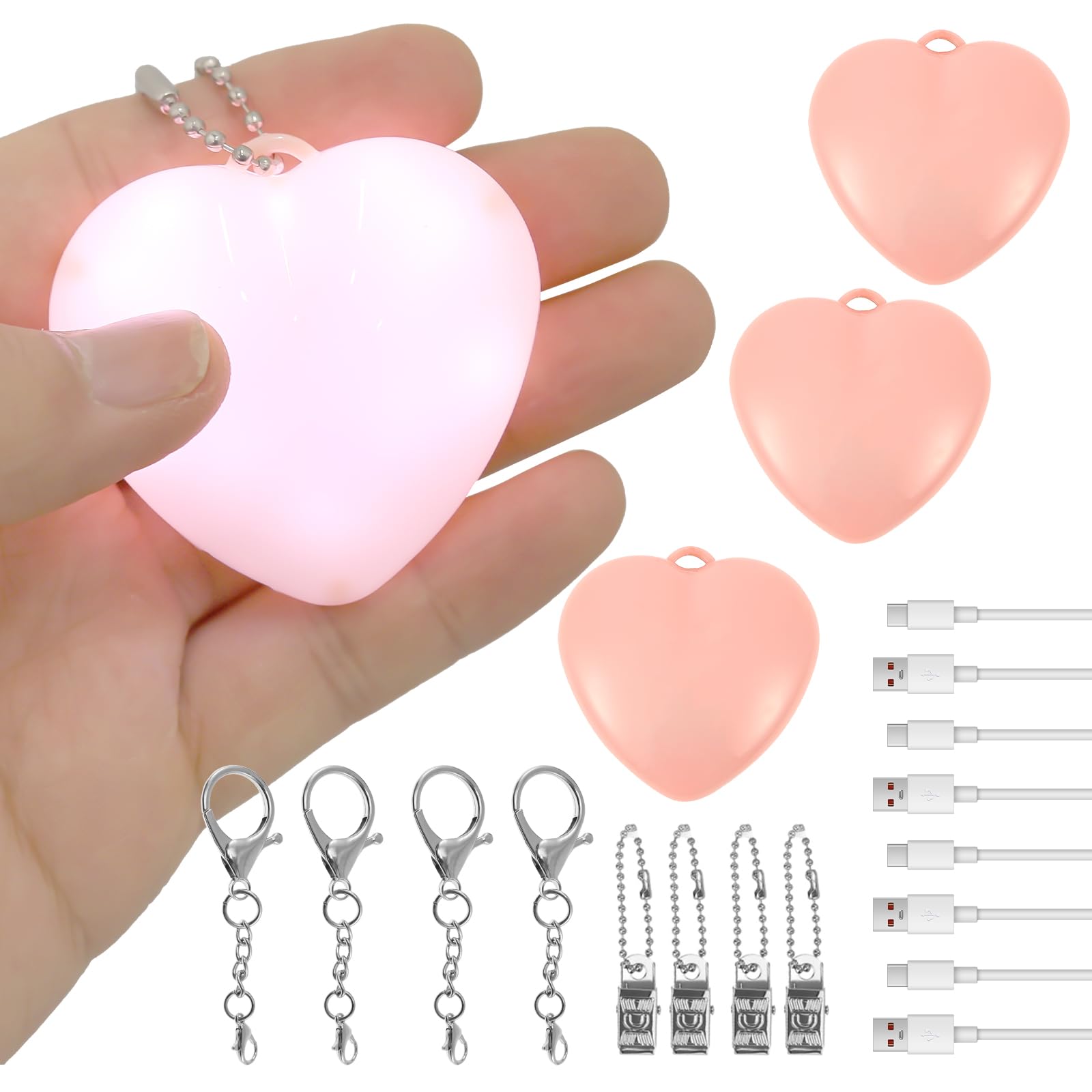1/2/4Pcs Purse Glow Heart Light LED Automatic Sensor Purse Light Touch Activated Handbag Portable Handbag Night Mini Lamp for Women Girls(4*Pink)