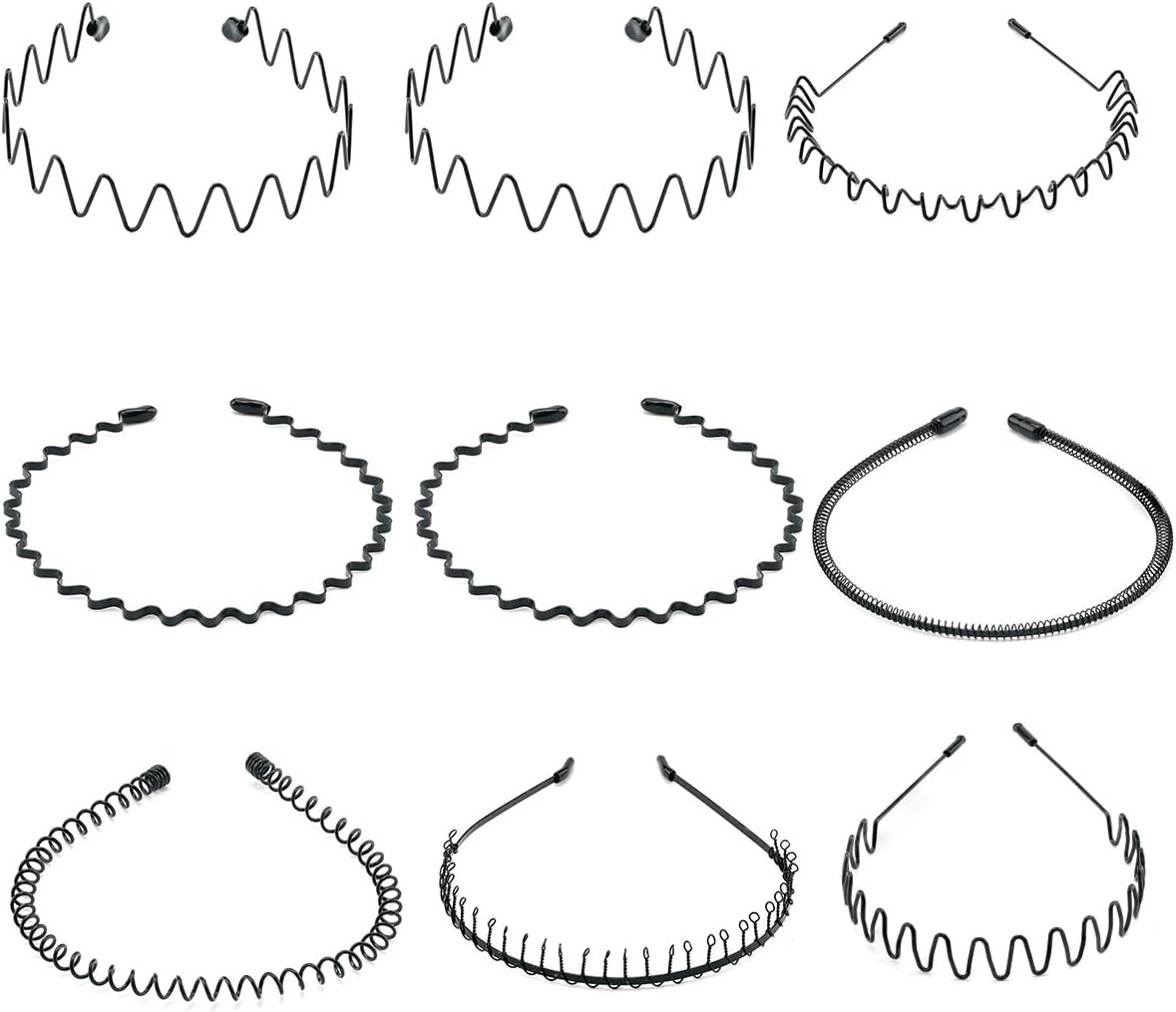 9 cintas Diadema de Metal, cinta de pelo antideslizante y elástica, cinta para el pelo, accesorio para deportes al aire libre y yoga， Adecuado para lavar la cara y aplicar mascarilla