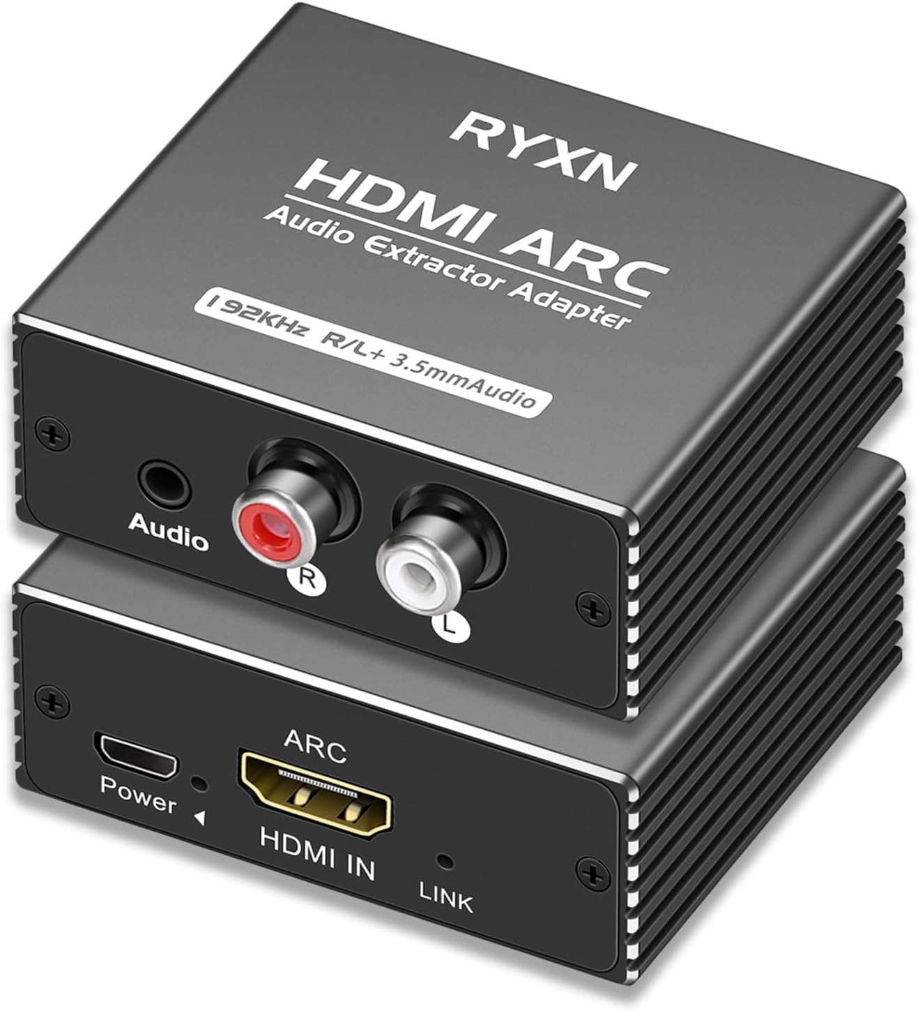 HDMI ARC to RCA Audio Converter Support CEC, 192KHz HDMI ARC Adapter with 3.5mm Audio and L R Stereo Audio for HDTV Soundbar Speaker Amplifier