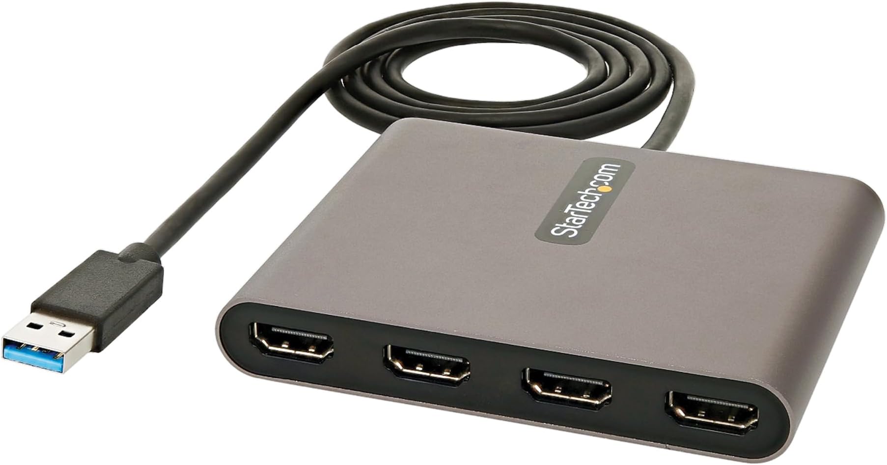 StarTech USB 3.0 to Quad HDMI Adapter, USB Type-A to 4 HDMI Monitor Converter, External Video Graphics Card, 4x 1080p 60Hz, Windows Only, TAA, Laptops and Desktops, Bus Powered, 1m Cable