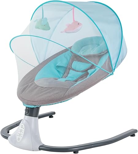 Columpio eléctrico para bebés con altavoz de música a control remoto, columpio para recién nacido con 4 velocidades de oscilación, balancín para