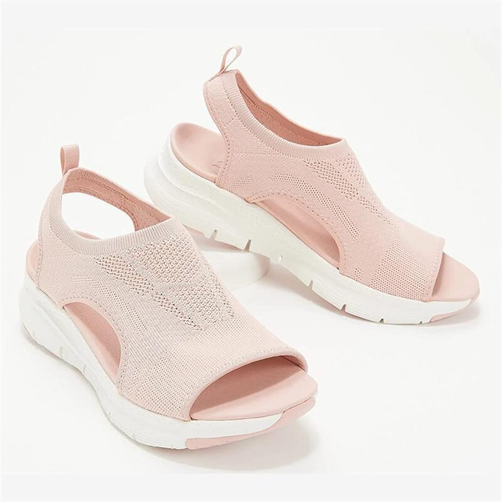 wuzhengzhijiawuzhengzhijia Sandals Summer Washable Slingback Orthopedic Slide Sport Sandals Mens Womens Breathable Mesh Slippers Large Size Casual Beach Travel Flat Slippers (Color : Pink, Size : EUR38/US7)