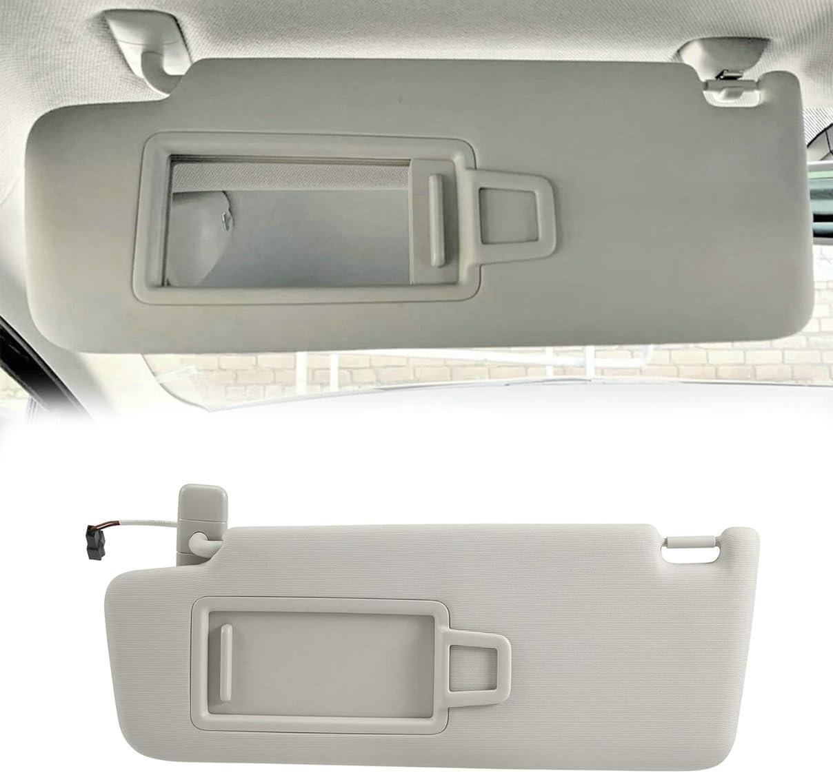 Front Sun Visor with Makeup Mirror Compatible for VW Volkswagen Golf MK7 2013-2017,Passat B8 Sports Van 2016-2021,T-Cross T-ROC CC 2018-2020,Jetta MK7 2019-2021,Gray (Left Driver Side)