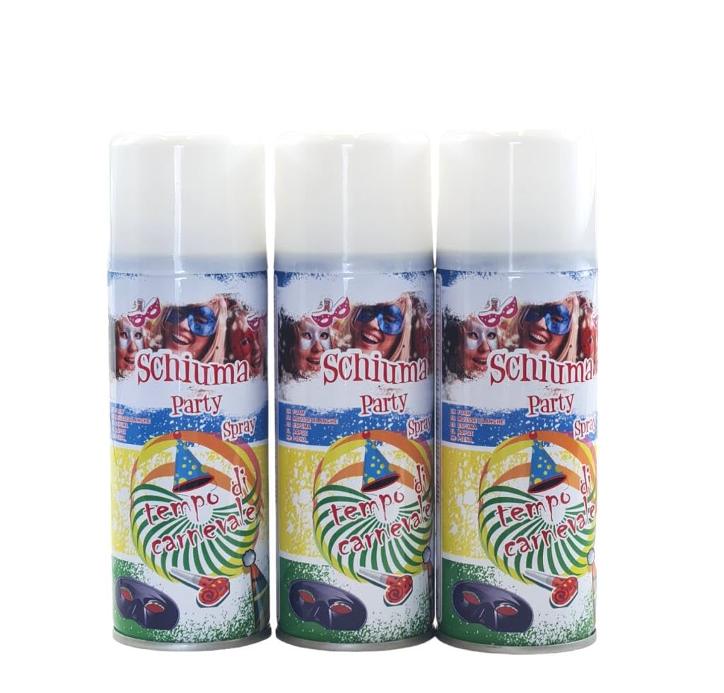 3 Pezzi di Bombolette di schiuma Spray Carnevale Festa Party Decorazione Bomboletta 150ml