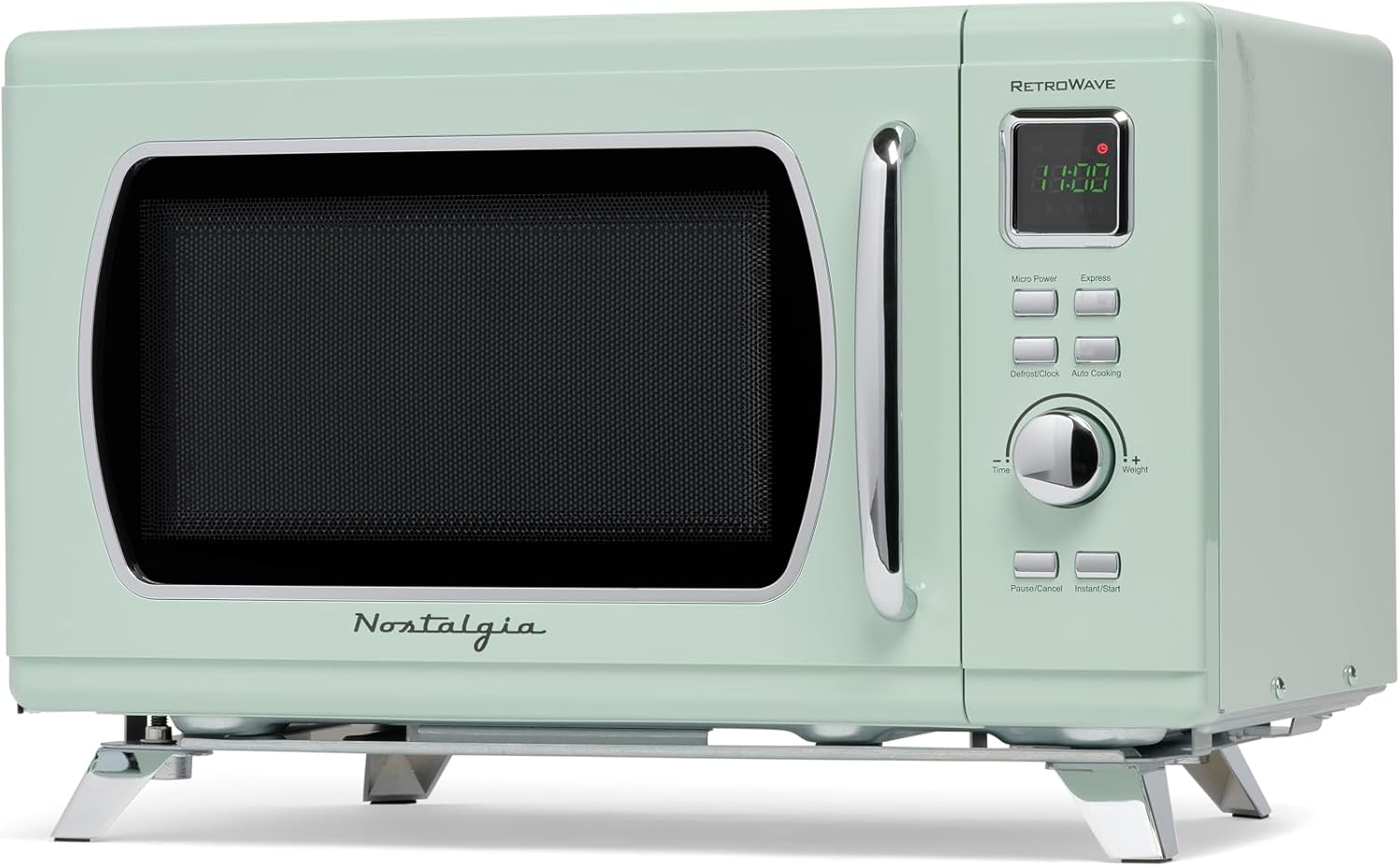 Nostalgia Retro Compact Countertop Microwave Oven - 0.7 Cu. Ft. - 700-Watts with LED Digital Display - Child Lock - Easy Clean Interior - Blue Nostalgia Retro Compact Countertop Microwave Oven - 0.7 Cu. Ft. - 700-Watts with LED Digital Display - Child Lock - Easy Clean Interior - Blue
