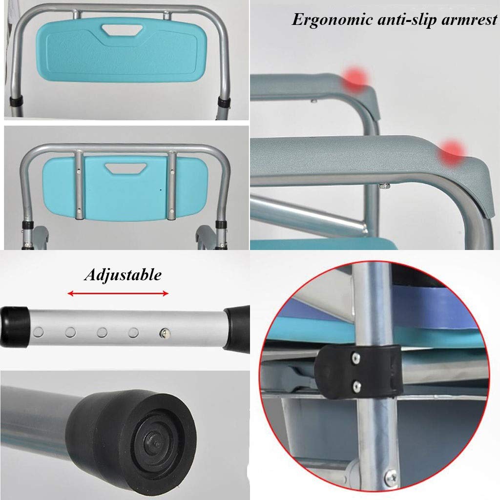 Toilettenstuhl Mit Rückenlehne Armlehne, Bad Dusche Wasserdicht Faltbar Sitz Alter Mann Ergonomie Tragbar Mobiles WC Toilettenhocker (Farbe : Ordinary)