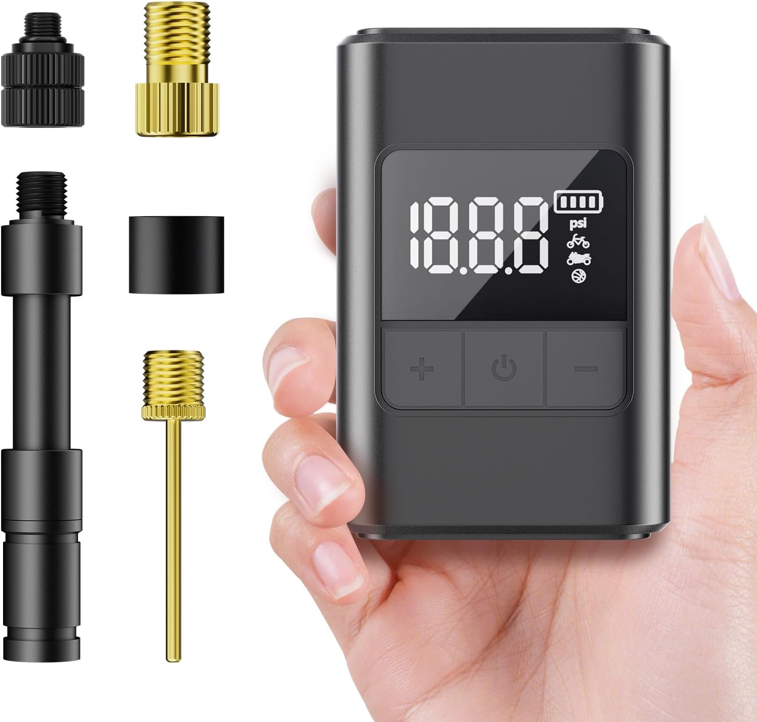 160PSI Electric Mini Bike Tire Pump Portable, Fast Bicycle Pump with Digital Display Pressure Gauge, Air Pump for Mountain Bike, Moto and Balls