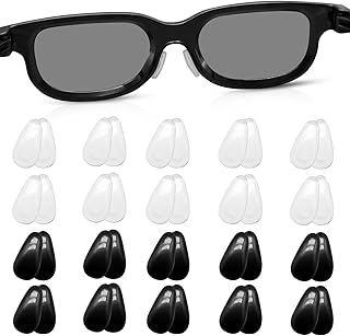 20 Pairs Eyeglass Nose Pads Anti Slip Glasses Nose Pad, Clear Silicone Nose Pads for Eyeglasses, Adhesive Nose Pads for Glasses, Soft Nose Piece Nose Grips for Glasses Sunglasses (Black, Clear)