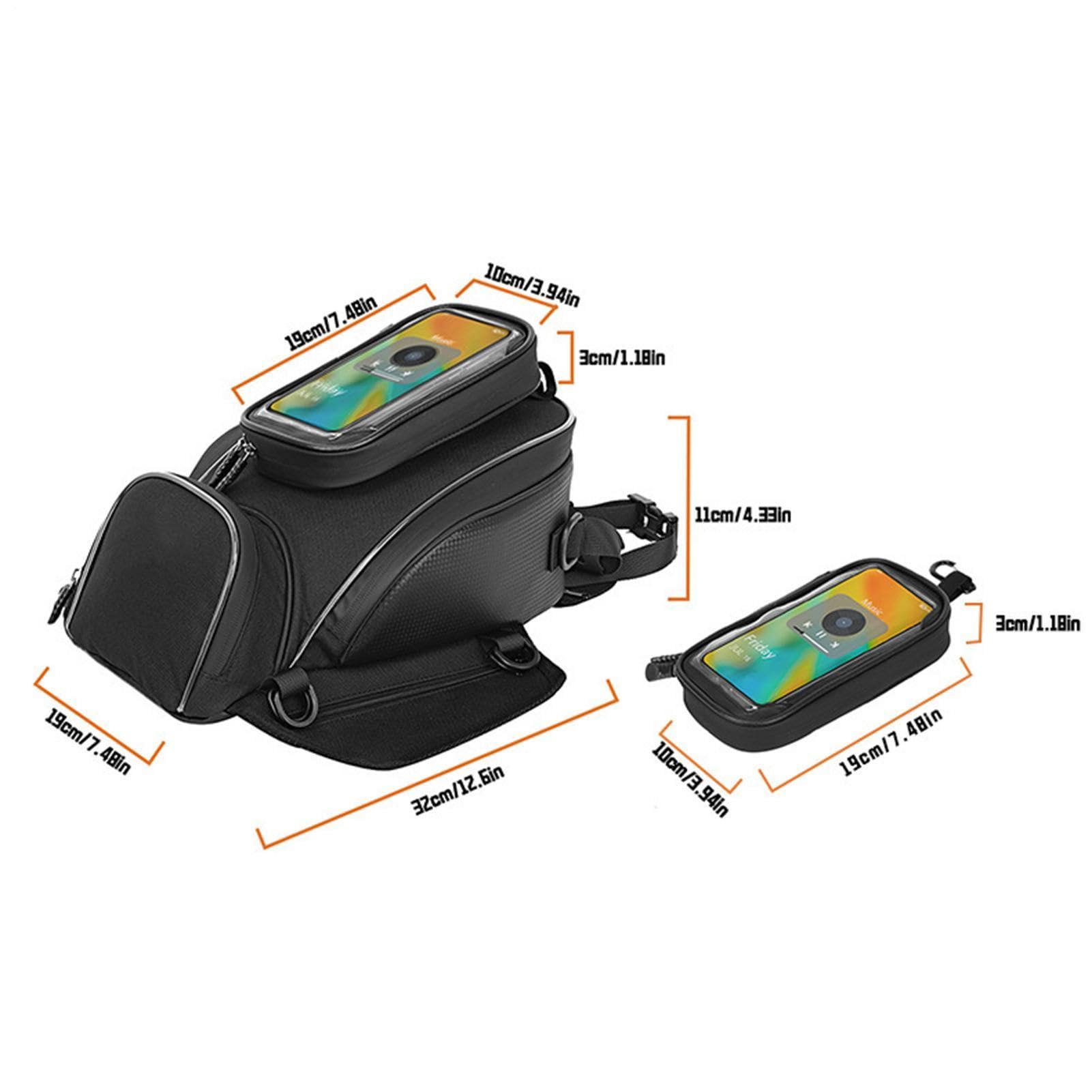 Borsa per serbatoio moto - Pacchetto di stoccaggio del carburante magnetico impermeabile, supporto per telefono per touch screen | Sistema di attrezzatura da viaggio resistente con capacità Montaggio