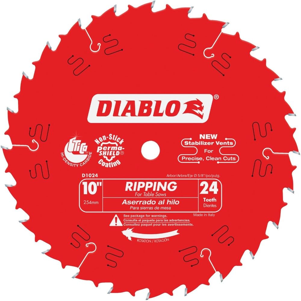 Diablo by Freud D1024X 10" 24-Tooth ATB Ripping Saw Blade 5/8" Arbor, Multicolor
