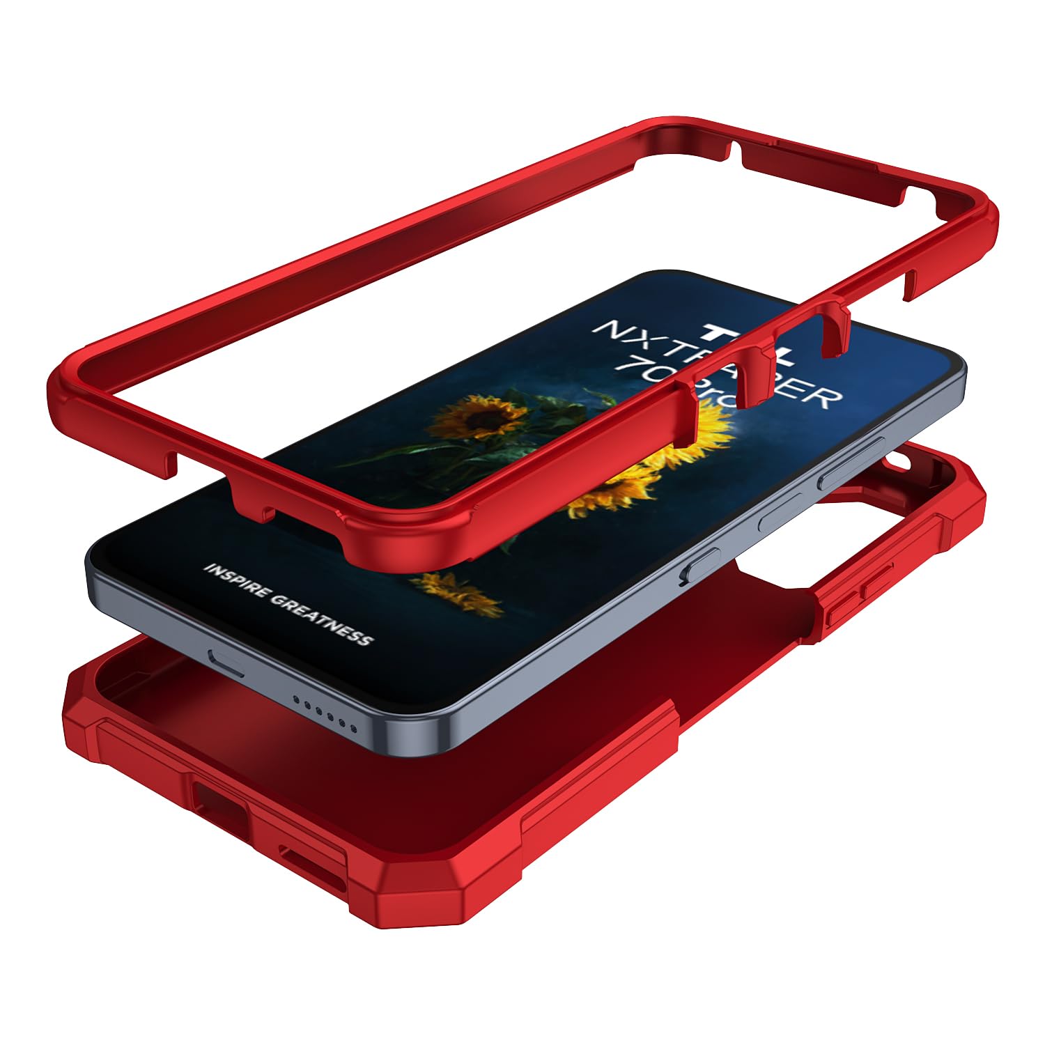 TCL NXTPAPER 70 Pro 5G - Funda para teléfono con protector de pantalla, parachoques frontal de silicona + parte trasera de policarbonato esmerilado, protección de cuerpo completo, funda de