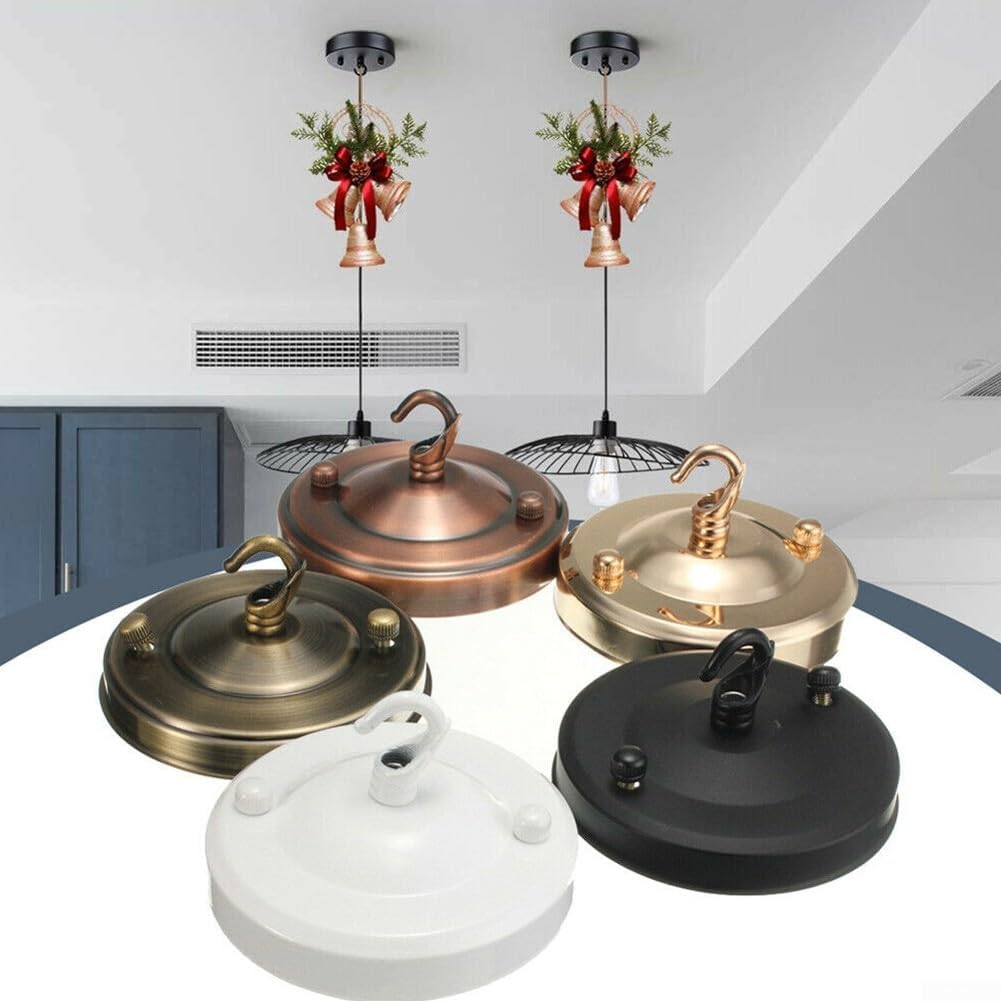 Vintage Iron Ceiling Rose Hook Light Fitting Pendant Lamps, Chandelier Hanging Kit with 10kg Load Capacity, Includes Mounting Hardware – Hallway, Living, Cafe, Bar(Antique)