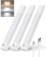 EZVALO 3-Pack 7" Motion Sensor Under Cabinet Lights - Rechargeable 30-LED Dimmable Closet Lights, 3 Color Temps for Kitchen, Pantry, Bedroom