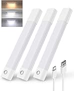 EZVALO 3 Pack 7” Motion Sensor Light Indoor, Wireless Under Cabinet Lighting, 30 LED Rechargeable Closet Lights, Dimmable, 3 Color Temperatures, Counter Lights for Wardrobe, Pantry, Bedroom, Kitchen