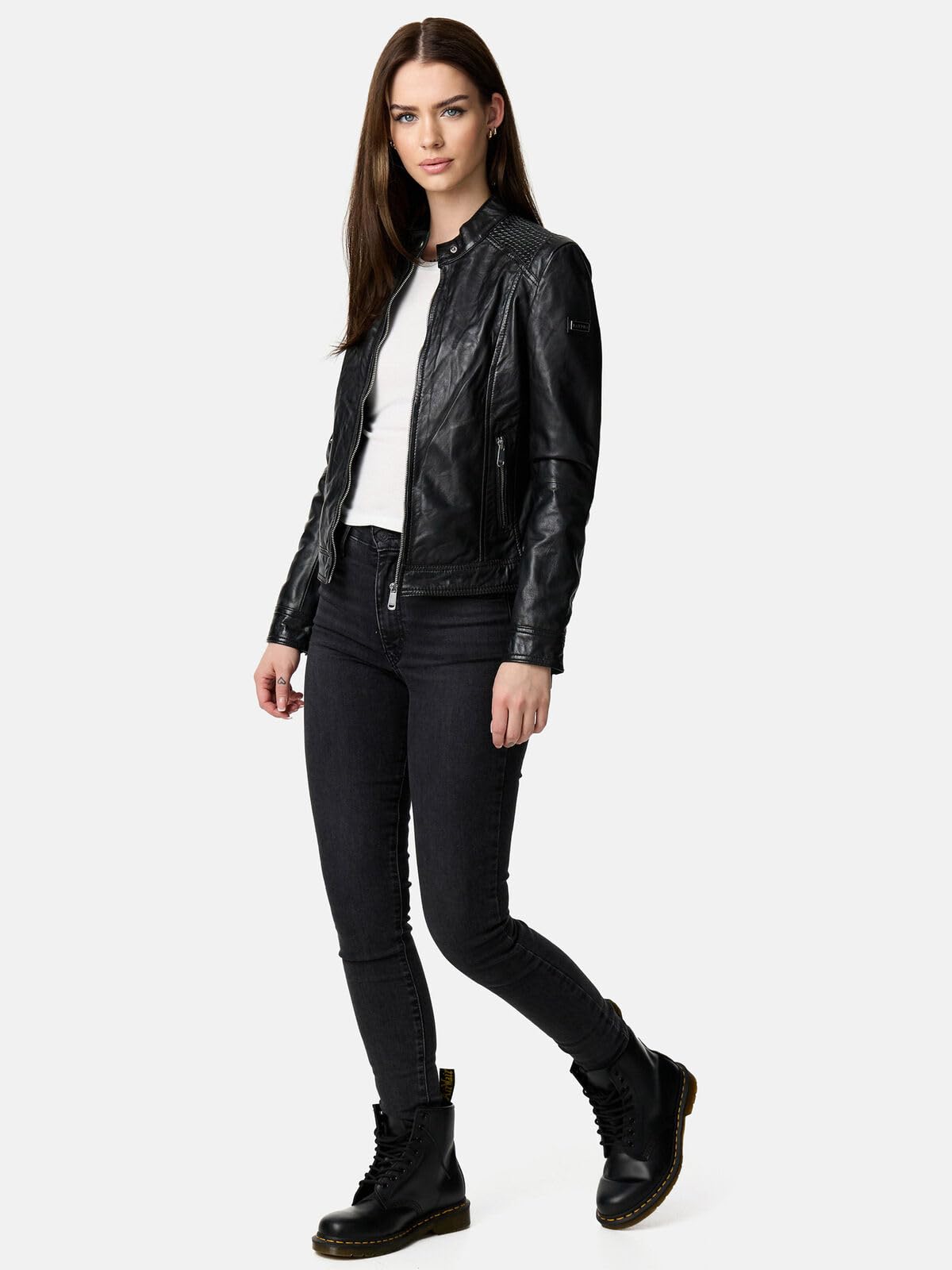 Tazzio Kurtka skórzana damska skórzana kurtka prawdziwa skóra Biker Look F520