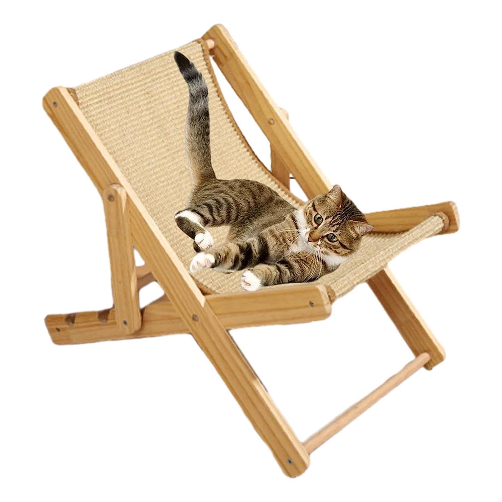 Entspannter Katzensitz: Erhöhte Liegestuhl für Hunde, Haustier-Hängematte | Kratzstuhl aus Sisal | erhöhter Liegestuhl | Verstellbarer Haustier-Lounge, Liegeplatz aus | Sofa für Katzen
