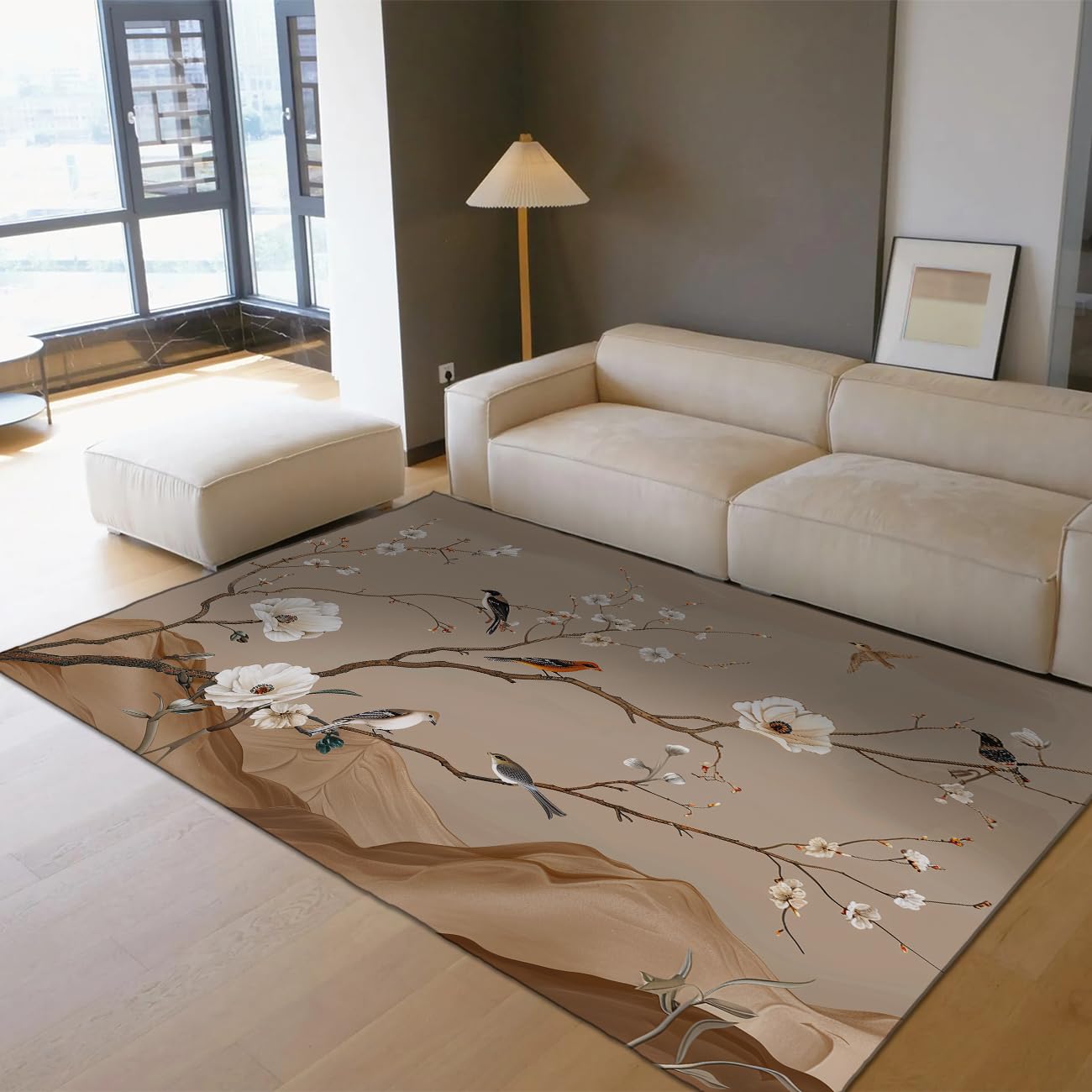 Tapis d'intérieur oiseaux et fleurs style oriental vintage haut de gamme