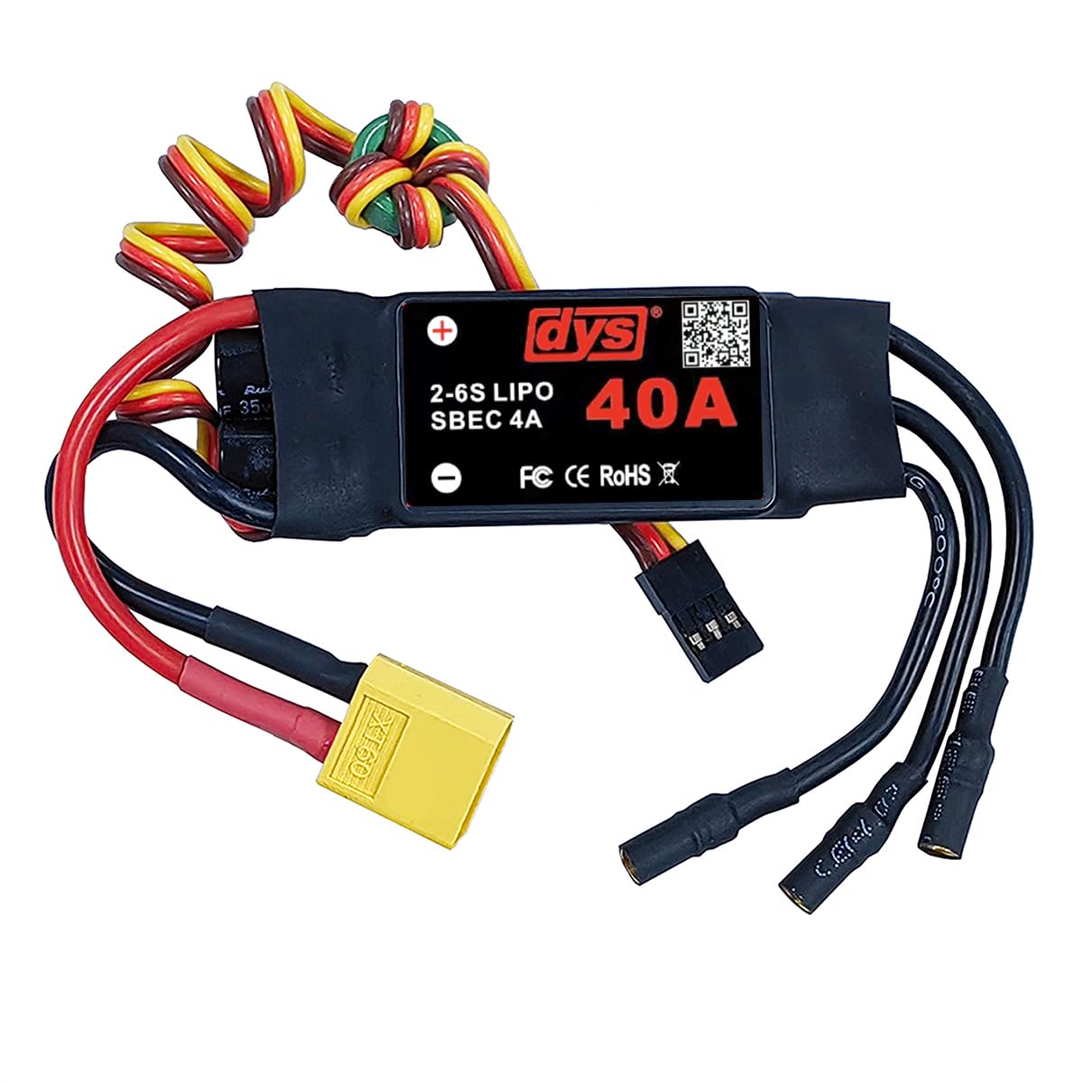 DYS 40A 2-6S Brushless ESC with 5V/4A SBEC with XT60 & 3.5mm Plug for RC Fixed-Wing Aircraft Helicopter