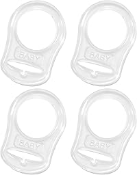 4 Pcs Silicone Bouton Anneau, Anneau en Silicone Adaptateur,Adaptateur de Sucette Tétine,Adaptateur Attache de Silicone Bouton Anneau Transparent Attache