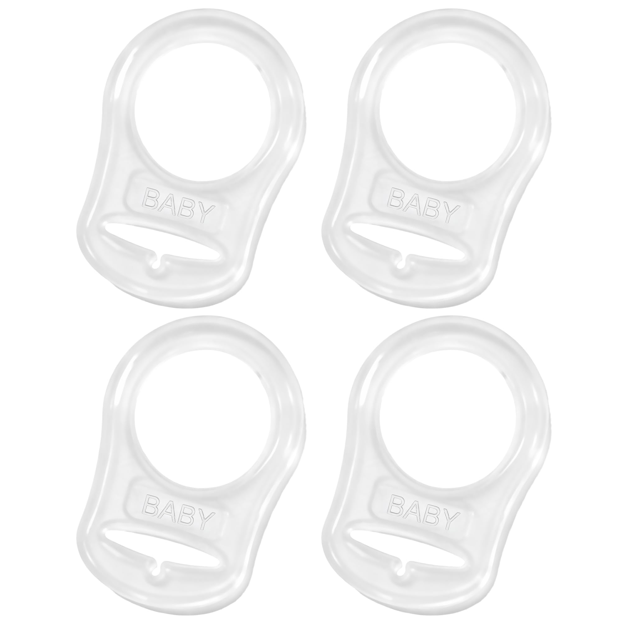4 Pcs Silicone Bouton Anneau, Anneau en Silicone Adaptateur,Adaptateur de Sucette Tétine,Adaptateur Attache de Silicone Bouton Anneau Transparent Attache - 1