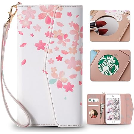 Amazon Co Jp Iphone Se ケース 第2世代 三つ折り 手帳型 アイフォン 8 カバー スマホケース おしゃれ かわいい あいふぉん 7 桜の花 ケース 手帳型 贈り物 財布型 スマホケース アイフォン 6s カバー 花柄 携帯カバー Iphone 8 ケース カードミラー付き Diy 手帳