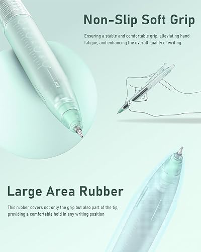 Miniatura 5 de Four Candies Juego de 14 bolígrafos de tinta de gel pastel con estuche, lindo bolígrafo retráctil de punta fina de 0.020 in, 12 unidades de tinta