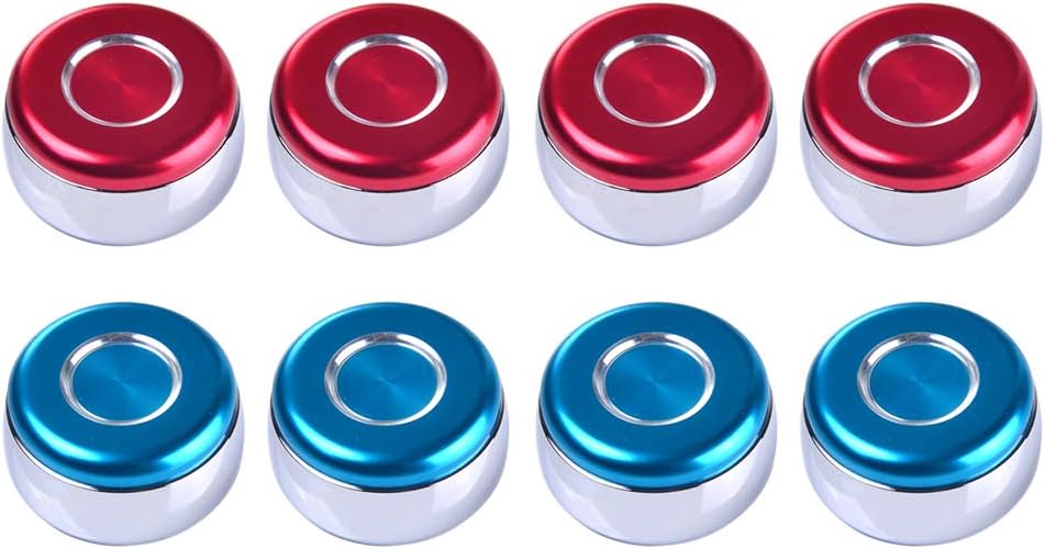 Set Of 8 Shuffleboard Pucks (Weights) - 2-1/8", 4 Red & 4 Blue, Chrome Steel
