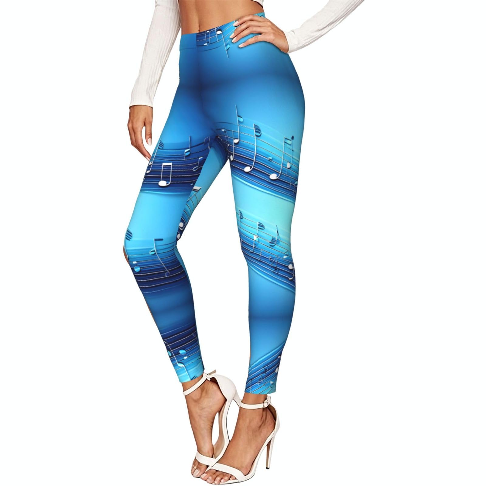 Leggings de compresión suaves de alta elasticidad con notas musicales 7