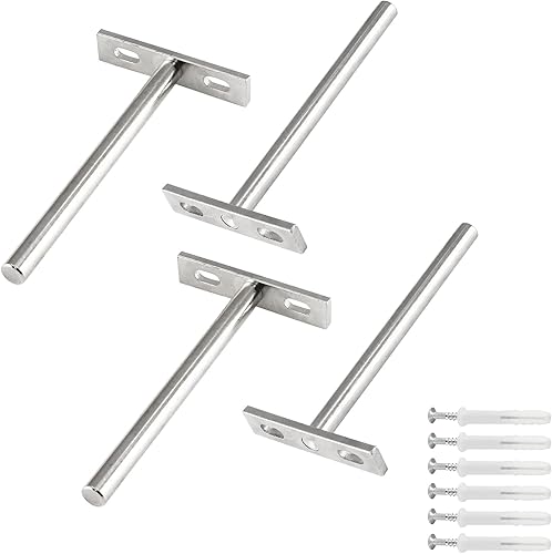 Miniatura 7 de Luomorgo 4 soportes flotantes de 3 pulgadas, soporte oculto para estantes flotantes de madera, tornillos y tapones de pared incluidos