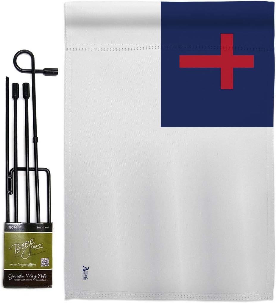 Christian Garden Flag Set Wood Dowel Religious Faith Hope Grace Peace Dove Religion Easter Small Decorative Gift Yard House Banner Made In USA 13 X 18.5