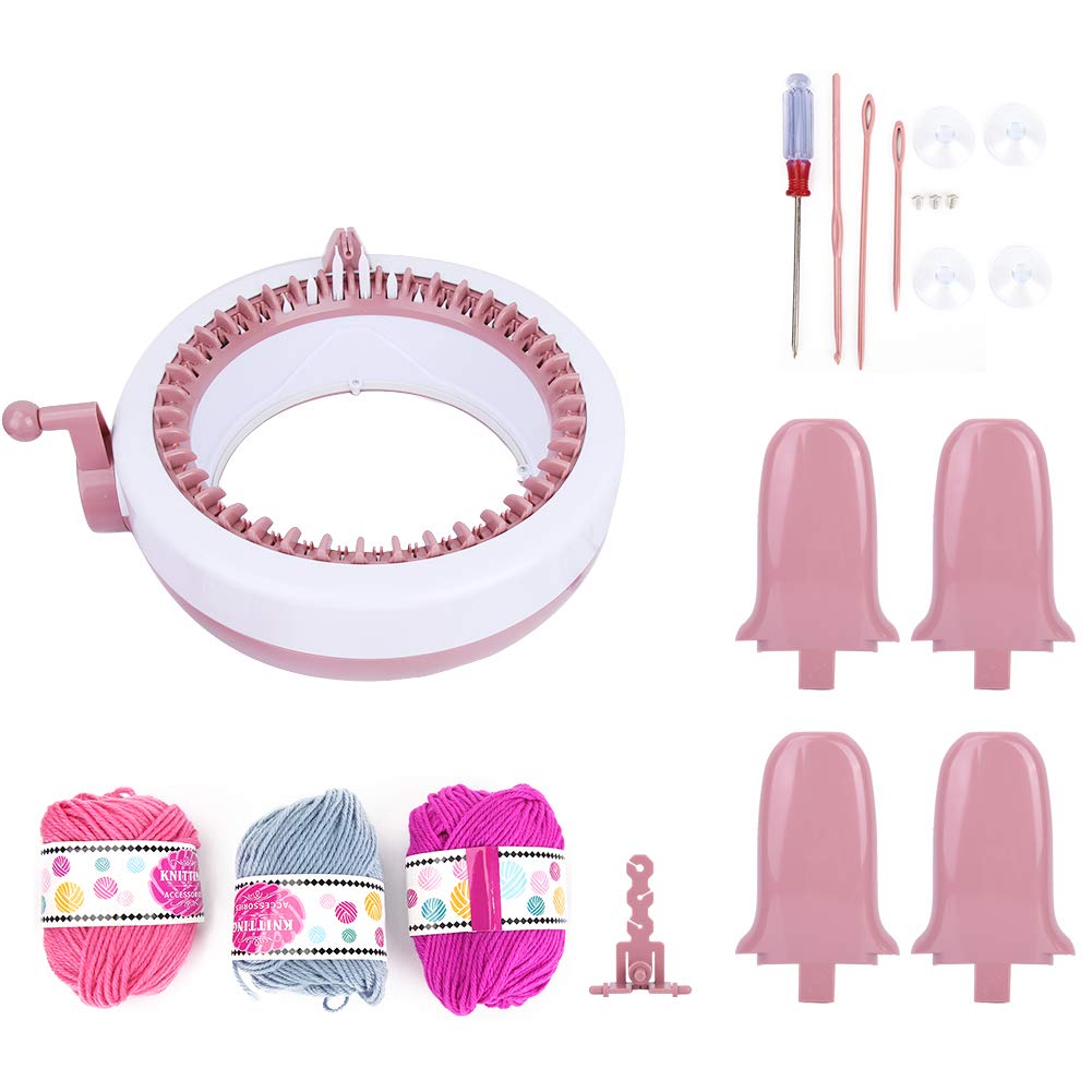 PLLO 40 Nadeln Strickmaschine, Smart Weaving Loom Knitting Round Loom, DIY Hand Rotating Double Knit Loom Machine Kit, für Erwachsene Kinder
