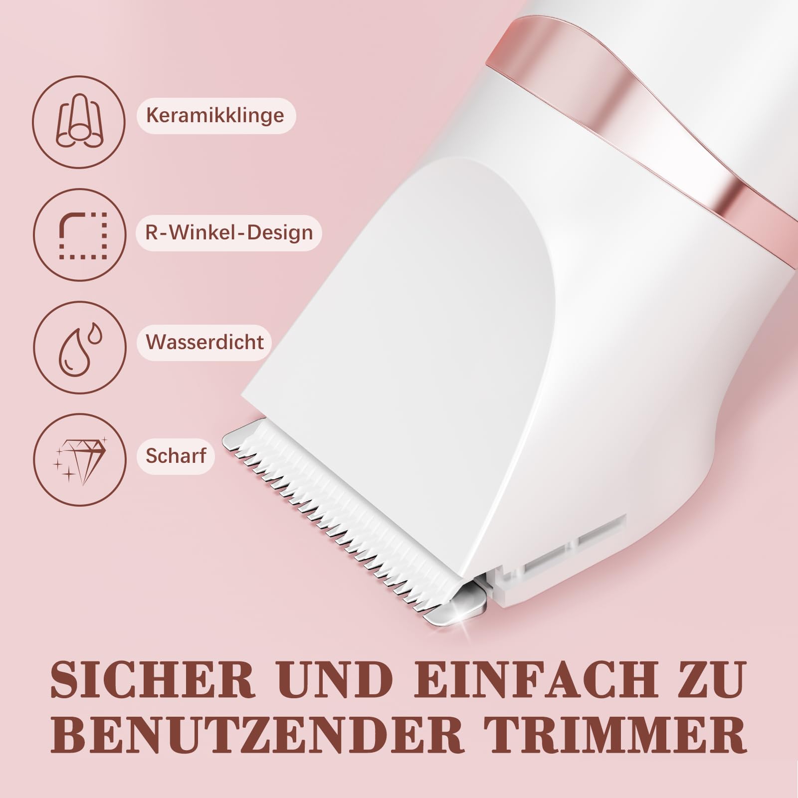 MAXGROOM 3-in-1 Intimrasierer für Frauen,Akku Elektrischer Rasierer Damen Intimbereich mit LED Nass-Trocken Damenrasierer Elektrisch,Bikini Trimmer Damen Intimbereich