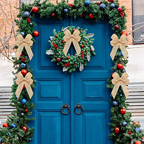 Xinnun 6 Pcs Christmas Burlap Bows Knot Handmade Ribbon Bows Natural Rustic Burlap Wreath Decorative Bowknot Ornament for Christmas Tree Wreath Craft Party Decor(Plain Style,Beige) Xinnun 6 Pcs Christmas Burlap Bows Knot Handmade Ribbon Bows Natural Rustic Burlap Wreath Decorative Bowknot Ornament for Christmas Tree Wreath Craft Party Decor(Plain Style,Beige)