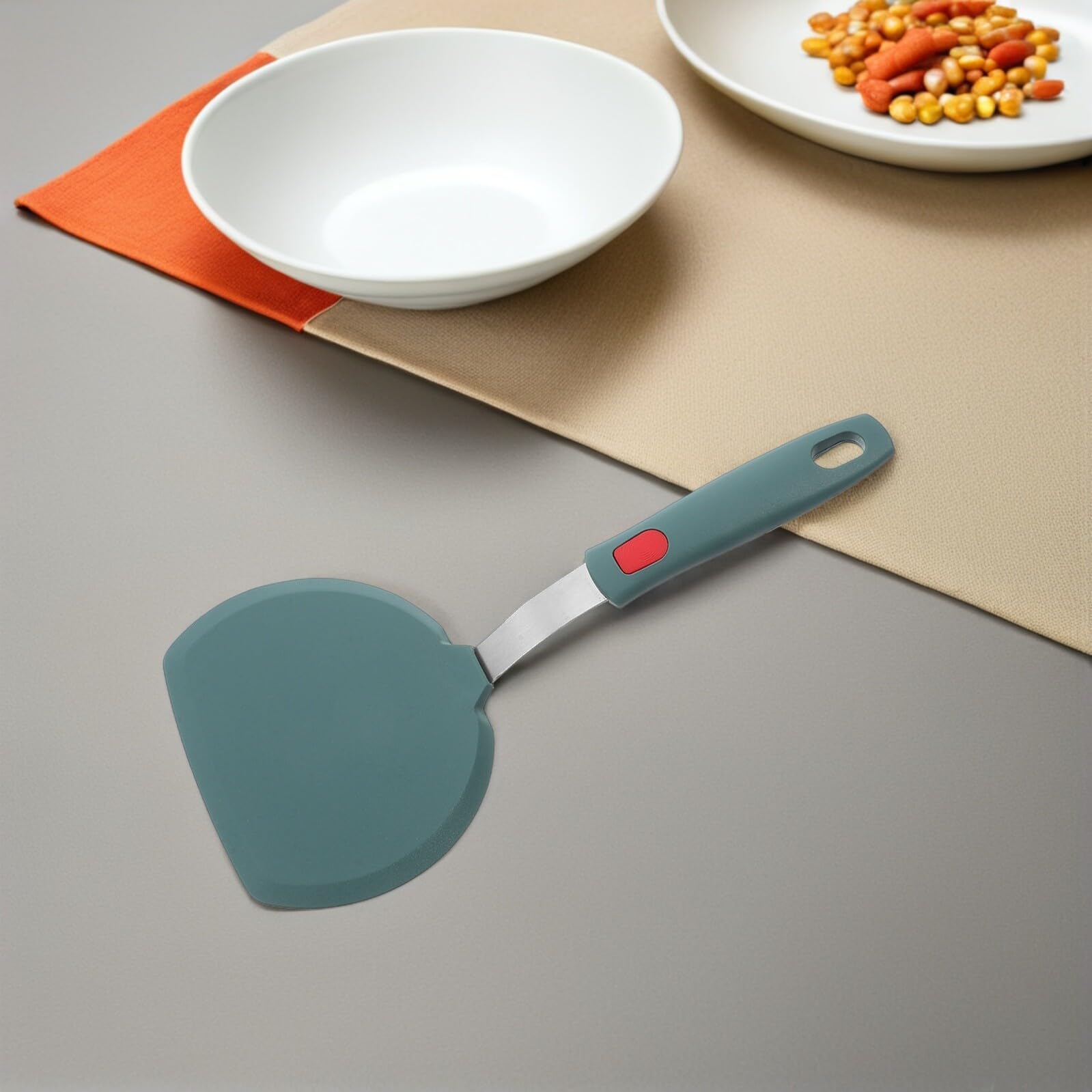 Silikonspatel mit Schlitzen, 2 Stück, Breites Design, Edelstahl