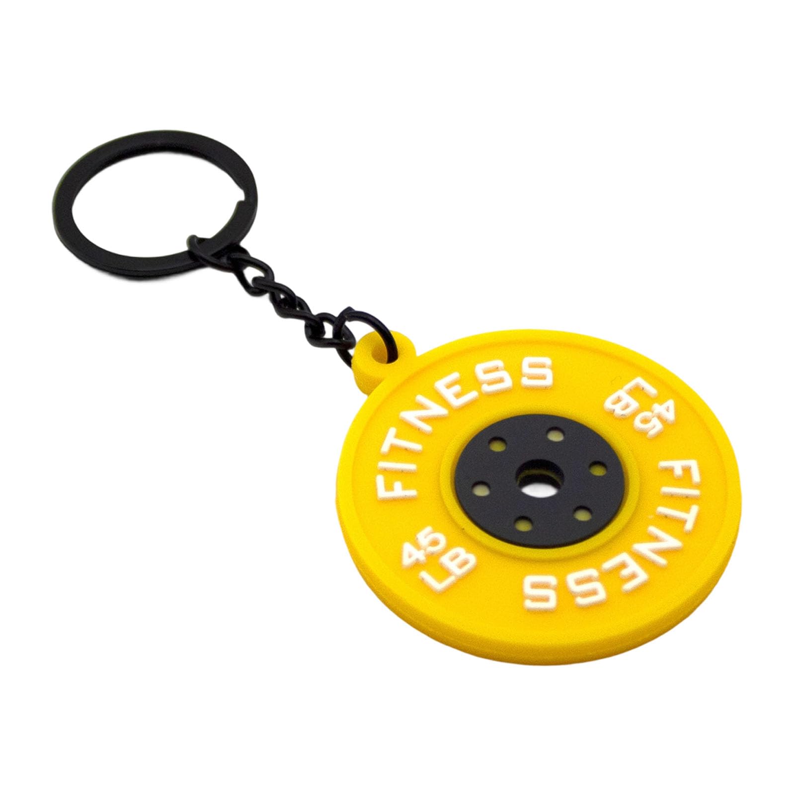 Maxtonser Gym Enthusiast Keychain Rubber Barbell Charm With Metal Chain 45lb Fitness Marking Simulation Dumbbell Plate Keyring