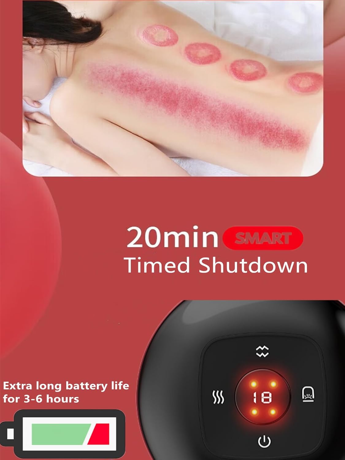 The Original 5-in-1 Smart Cupping Therapy Massager, Red Light Therapy for Targeted Pain Relief, Knots, Aches, Muscle Soreness, Circulation, Portable Electric Massager Cupping Kit-Dark Black - Image 7